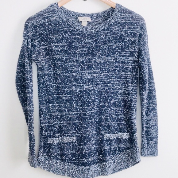 |Loft| Marled Blue & White Crewneck Sweater Sz S - Picture 2 of 5